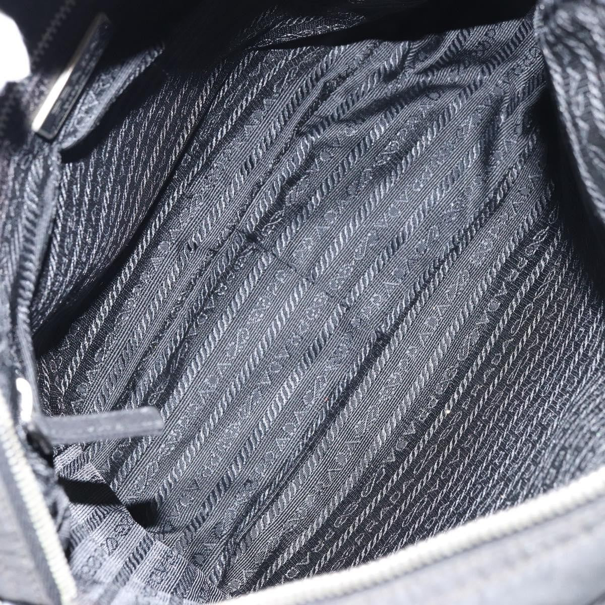 Prada Front Pocket Zip Messenger Bag Tessuto With Saffiano Leather Black Nylon Shoulder Bag Bag (Pre-Loved)