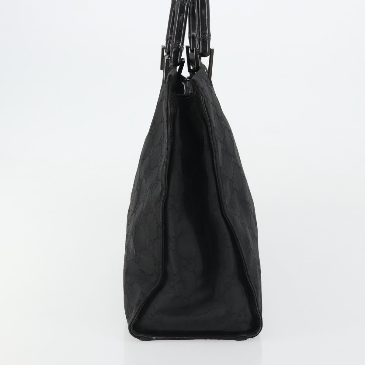 Gucci Vintage Bamboo Handle Tote Gg Canvas Black Canvas Tote Bag Bag (Pre-Loved)