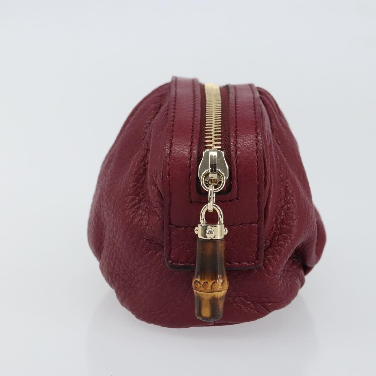 Gucci Bamboo Pouch Leather Purple Leather Clutche & Pouche Bag (Authentic Pre-Loved)
