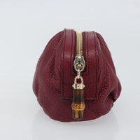 Gucci Bamboo Pouch Leather Purple Leather Clutche & Pouche Bag (Authentic Pre-Loved)