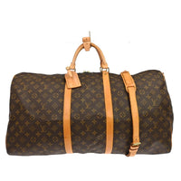 Louis Vuitton Keepall Bandouliere Bag Monogram Canvas Brown Canvas Travel Bag Bag (Pre-Loved)