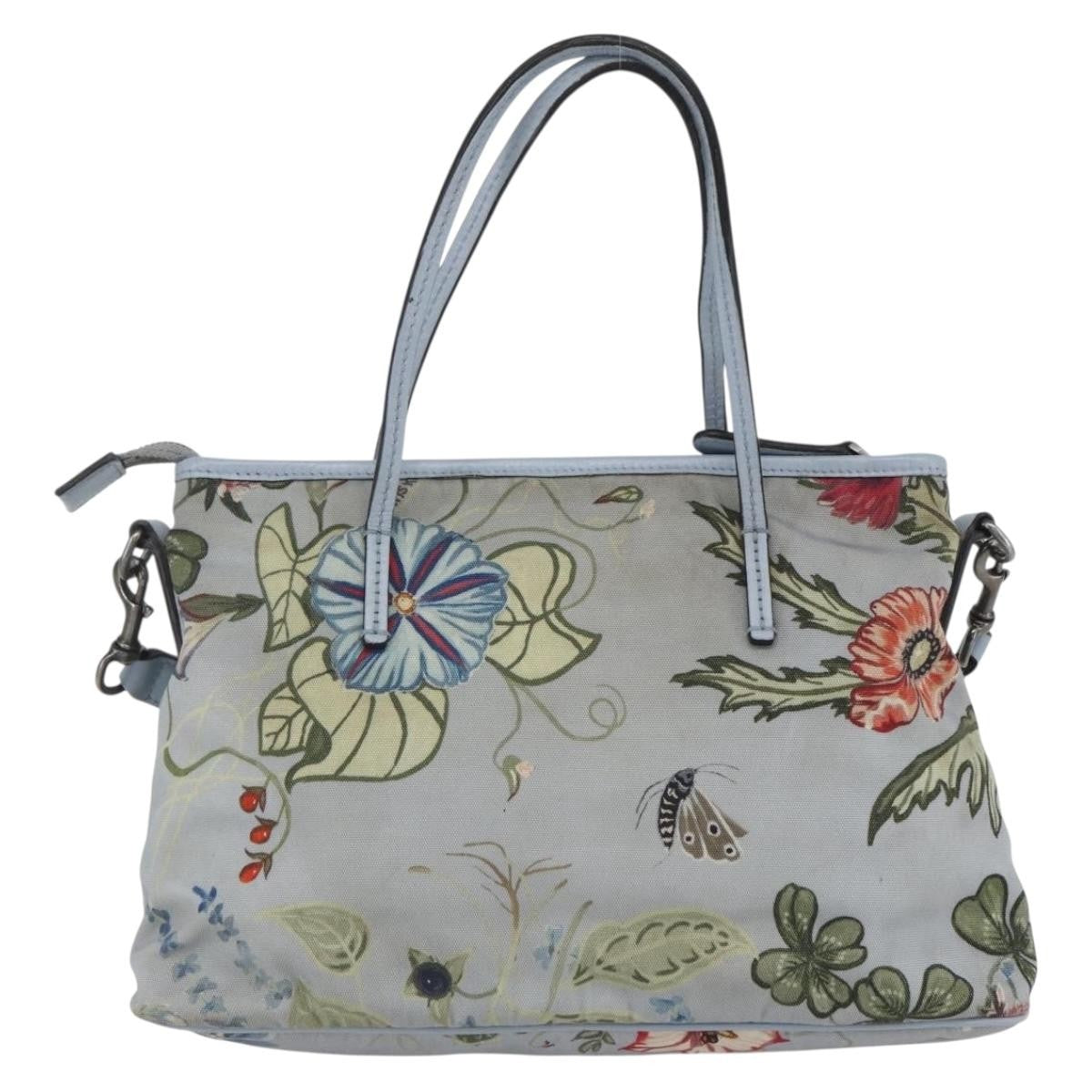 Gucci Convertible Zip Tote Flora Canvas Blue Canvas Tote Bag Bag (Authentic Pre-Loved)