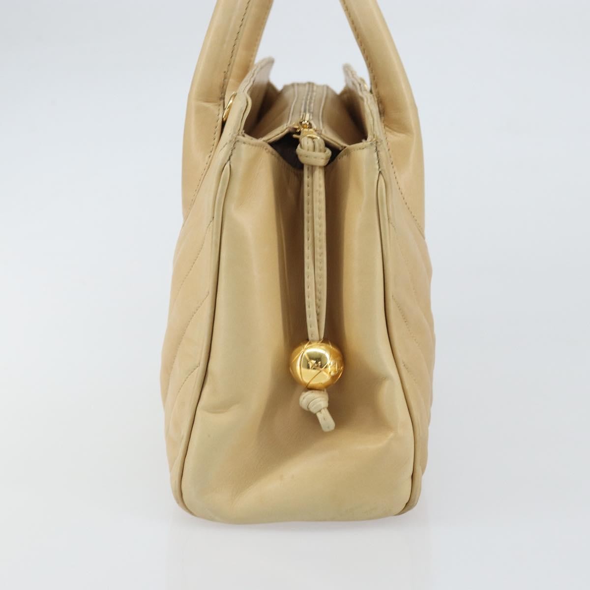 Chanel Vintage Convertible Tote Chevron Lambskin Beige Leather Tote Bag Bag (Authentic Pre-Loved)