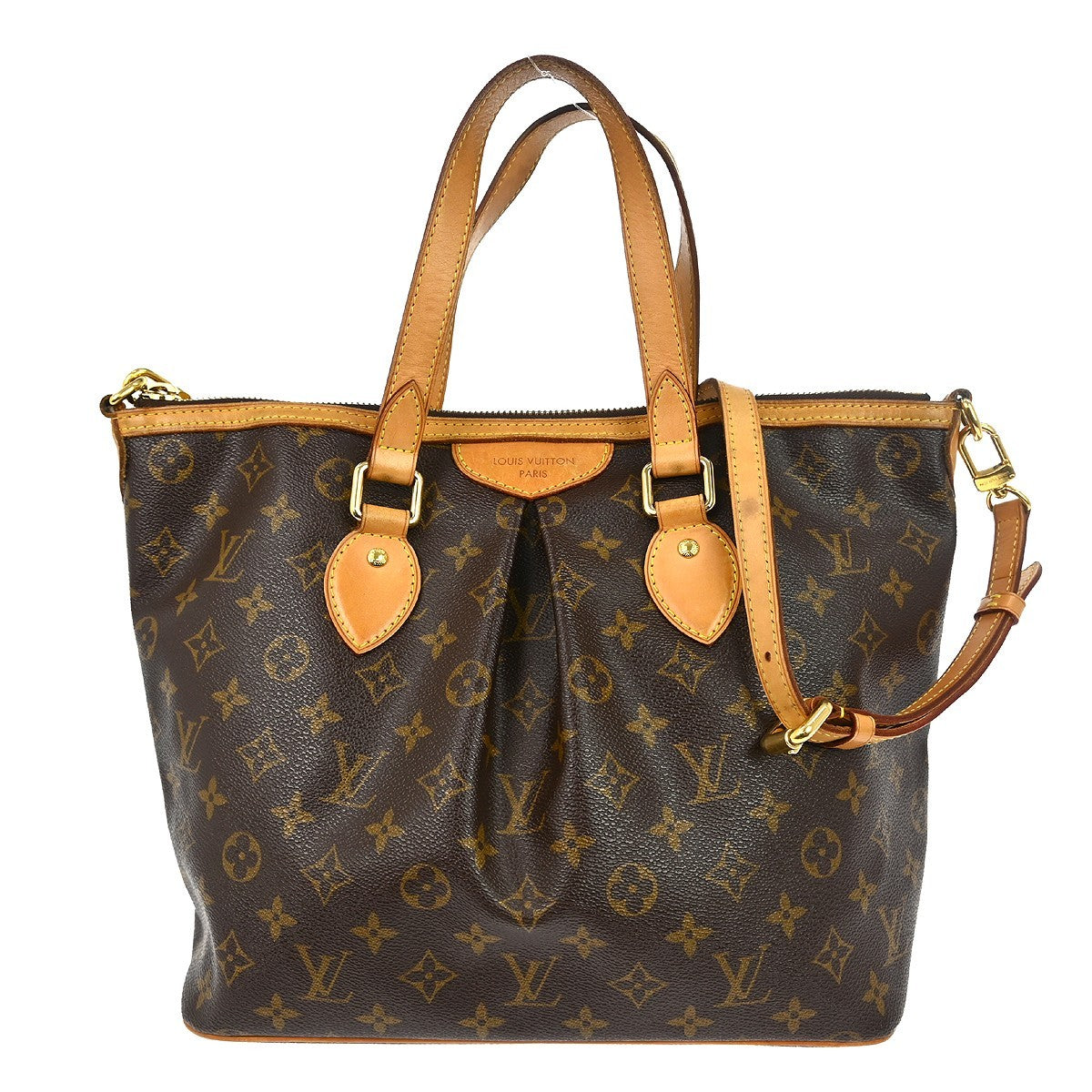 Louis Vuitton Palermo Handbag Monogram Canvas Brown Canvas Tote Bag Bag (Authentic Pre-Loved)
