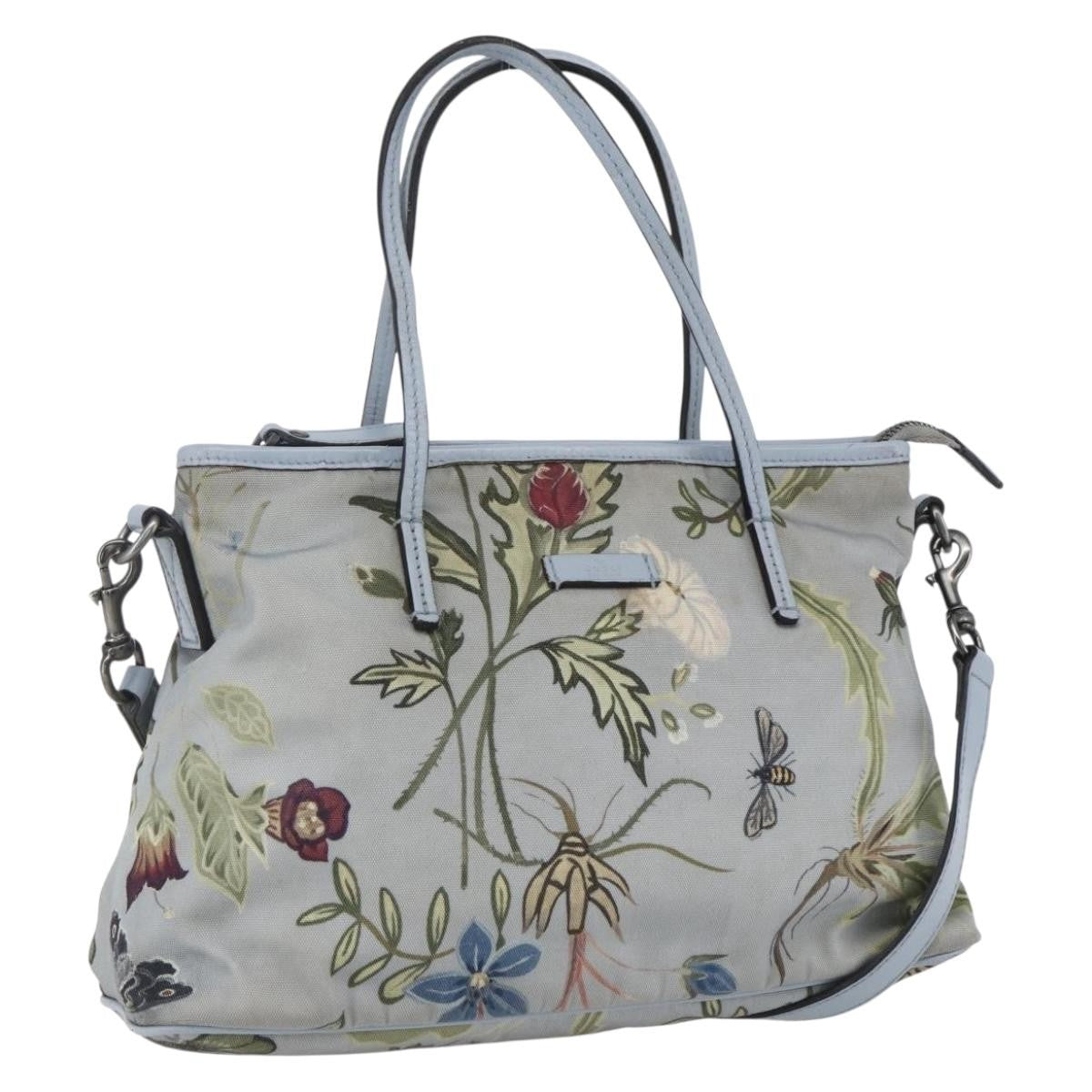 Gucci Convertible Zip Tote Flora Canvas Blue Canvas Tote Bag Bag (Authentic Pre-Loved)
