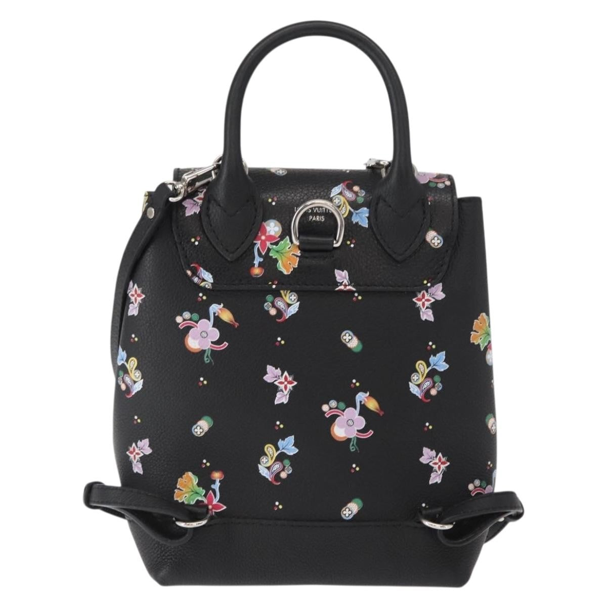 Louis Vuitton Lockme Backpack Floral Printed Leather Black Leather Backpack Bag (Authentic Pre-Loved)