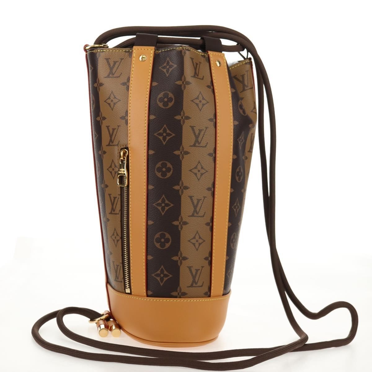 Louis Vuitton Nigo Randonnee Backpack Limited Edition Stripes Monogram Canvas Brown Canvas Shoulder Bag Bag (Authentic Pre-Loved)