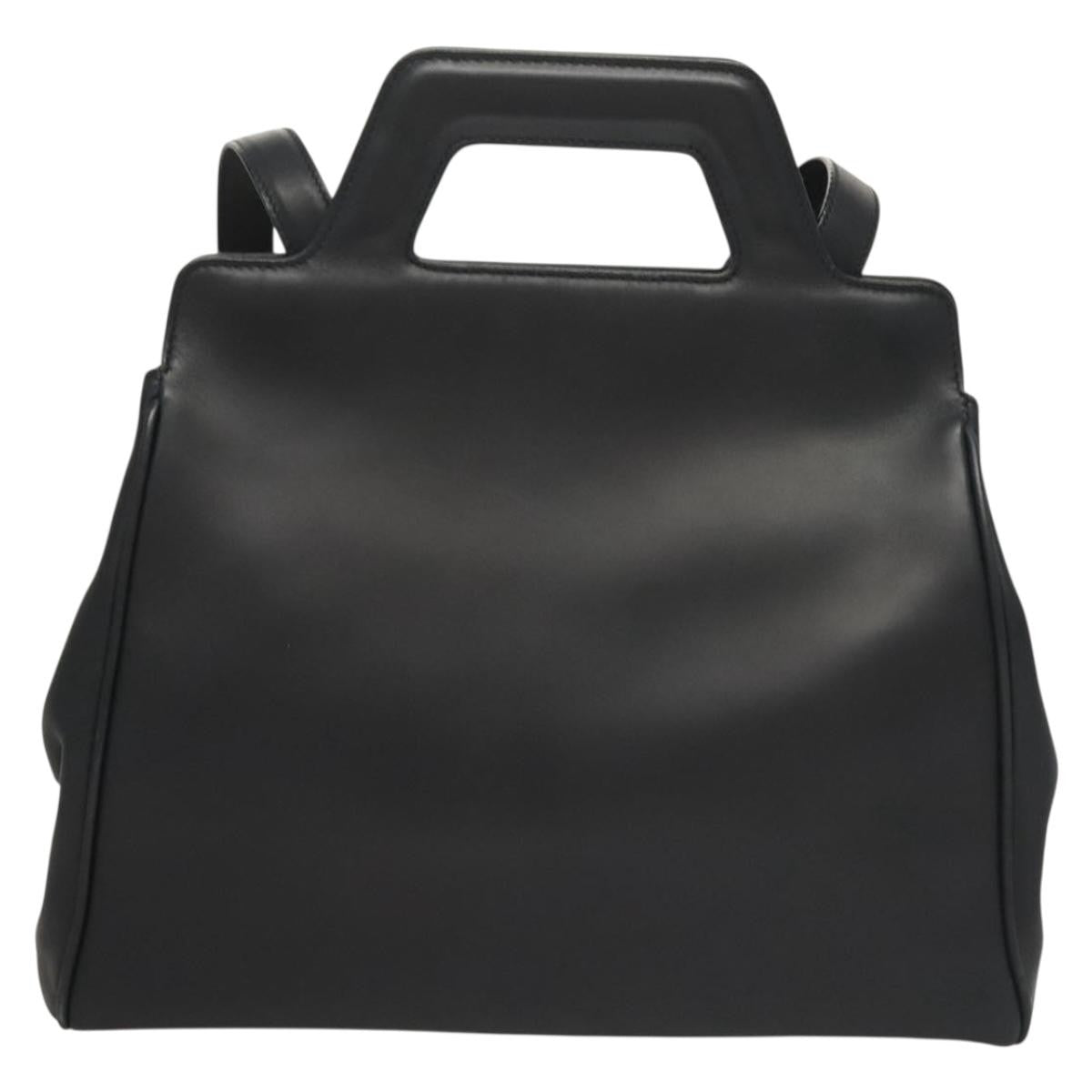 Salvatore Ferragamo Soft W Tote Leather Black Leather Tote Bag Bag (Authentic Pre-Loved)