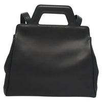 Salvatore Ferragamo Soft W Tote Leather Black Leather Tote Bag Bag (Authentic Pre-Loved)