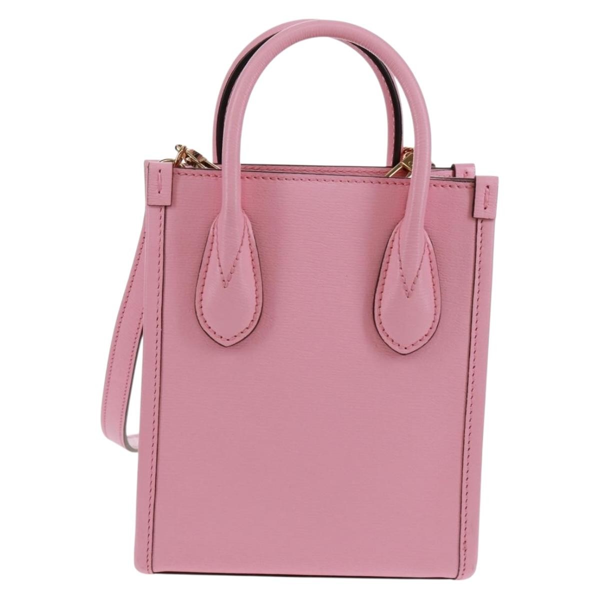 Gucci Vertical Tote Printed Leather Pink Leather Tote Bag Bag (Authentic Pre-Loved)