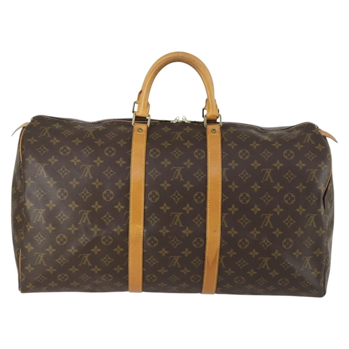 Louis Vuitton Keepall Bag Monogram Canvas Brown Canvas Travel Bag Bag (Authentic Pre-Loved)