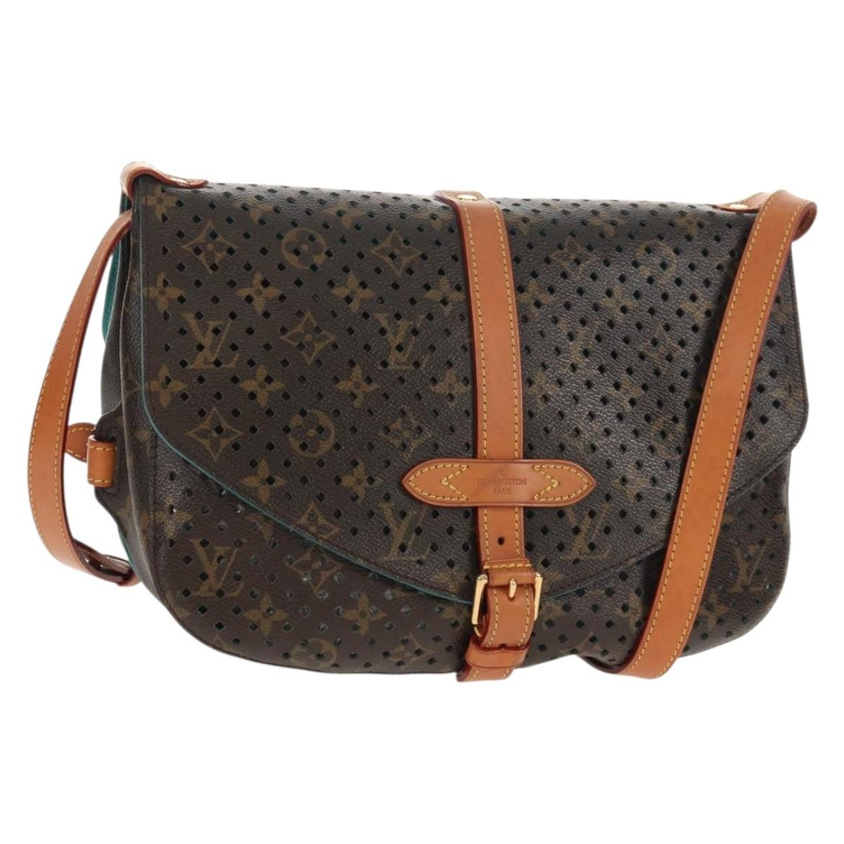 Louis Vuitton Flore Saumur Handbag Perforated Monogram Canvas Brown Canvas Shoulder Bag Bag (Pre-Loved)