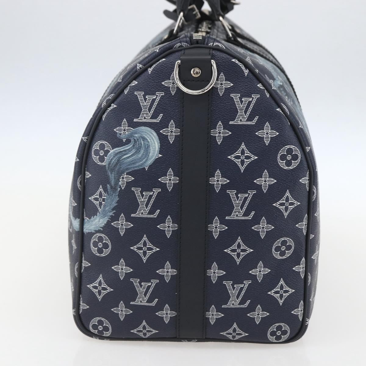 Louis Vuitton Keepall Bandouliere Bag Limited Edition Chapman Savane Monogram Canvas Navy Canvas Travel Bag Bag (Authentic Pre-Loved)