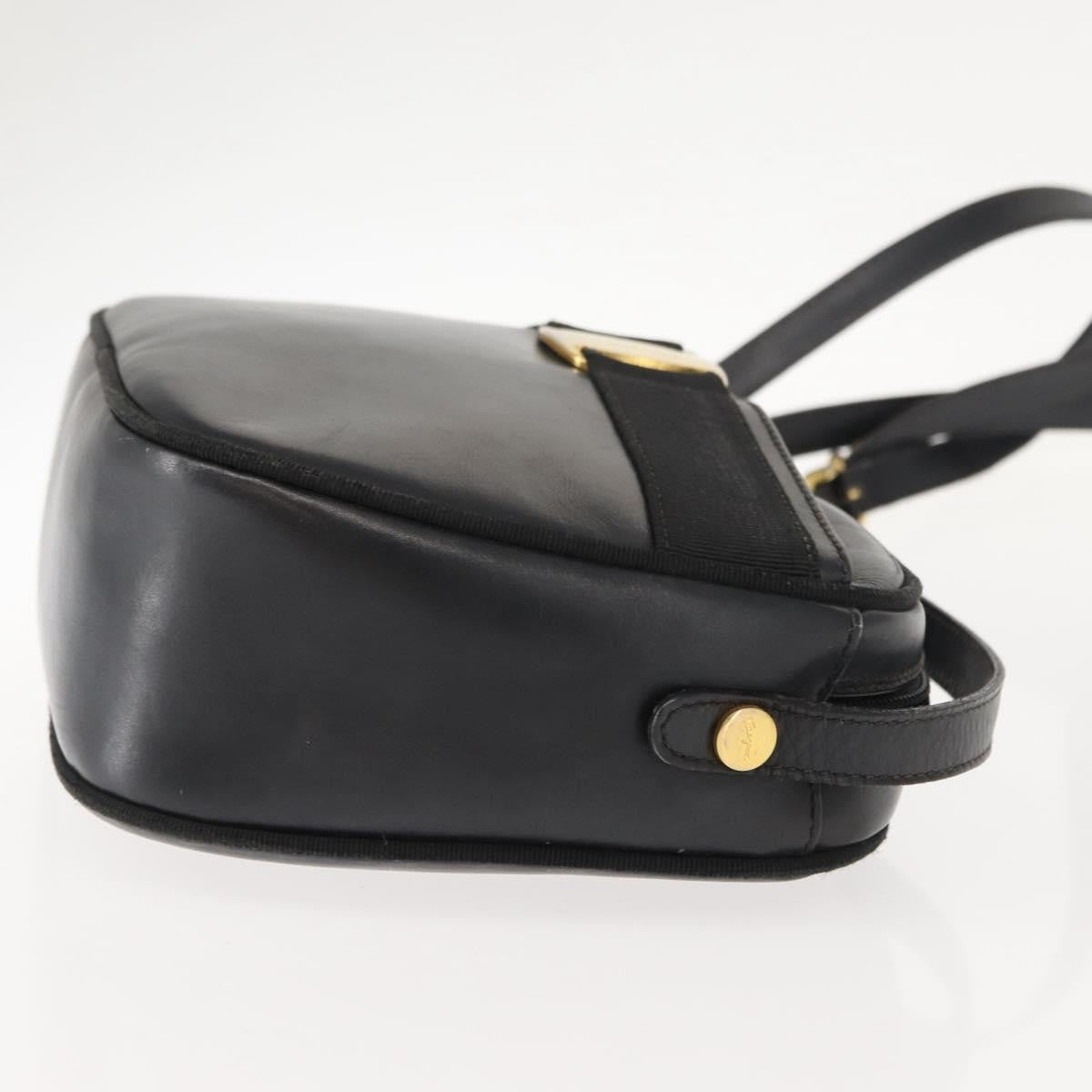 Salvatore Ferragamo Vala Shoulder Bag Leather Black Leather Shoulder Bag Bag (Authentic Pre-Loved)