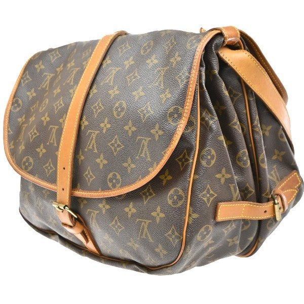 Louis Vuitton Saumur Handbag Monogram Canvas Brown Canvas Shoulder Bag Bag (Pre-Loved)