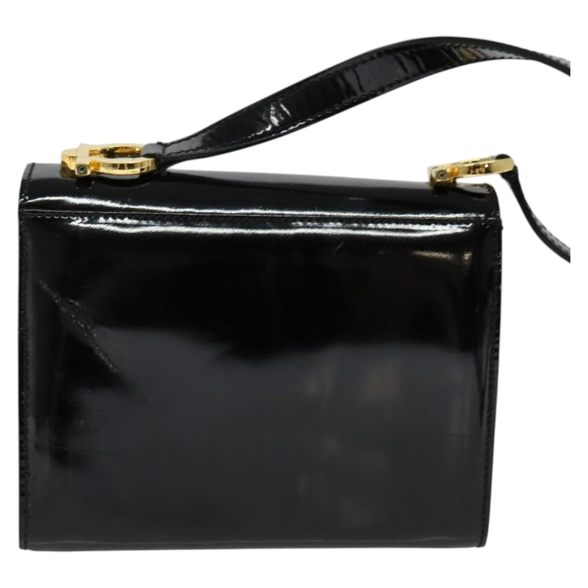 Salvatore Ferragamo Gancini Shoulder Bag Patent Leather Black Patent_Leather Shoulder Bag Bag (Authentic Pre-Loved)