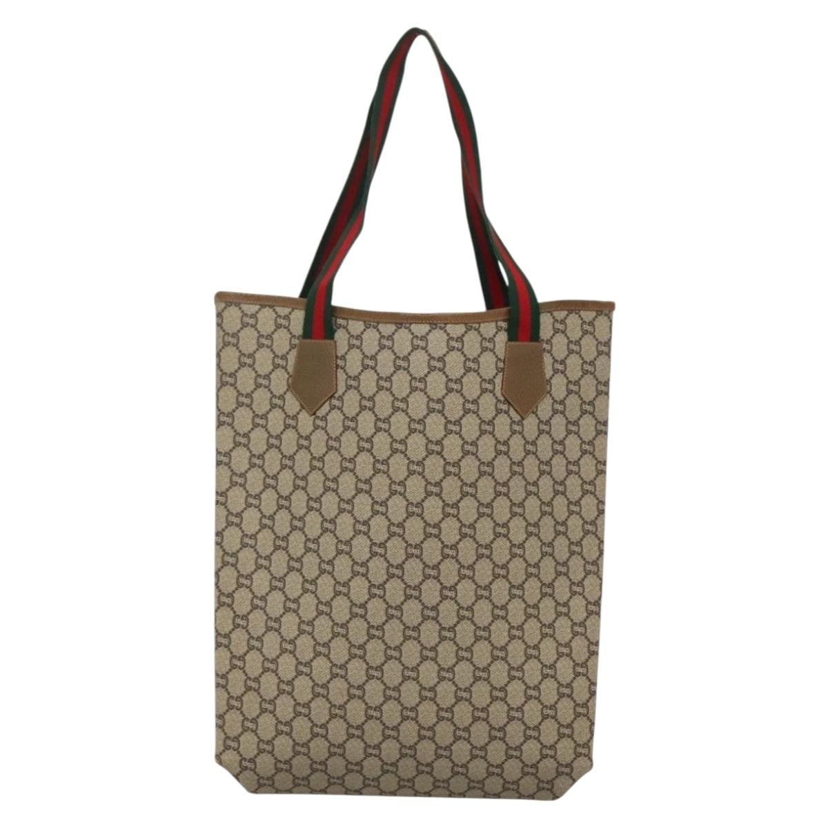 Gucci Vintage Web Strap Tote Gg Coated Canvas Beige Canvas Tote Bag Bag (Authentic Pre-Loved)