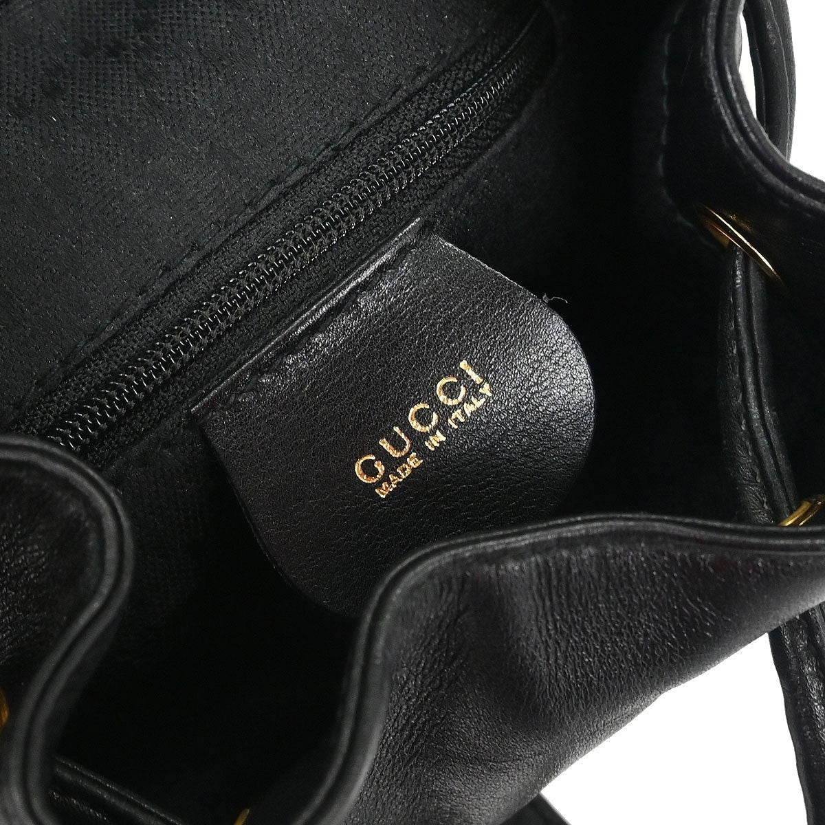 Gucci Vintage Bamboo Backpack Leather Black Leather Backpack Bag (Authentic Pre-Loved)