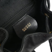 Gucci Vintage Bamboo Backpack Leather Black Leather Backpack Bag (Authentic Pre-Loved)