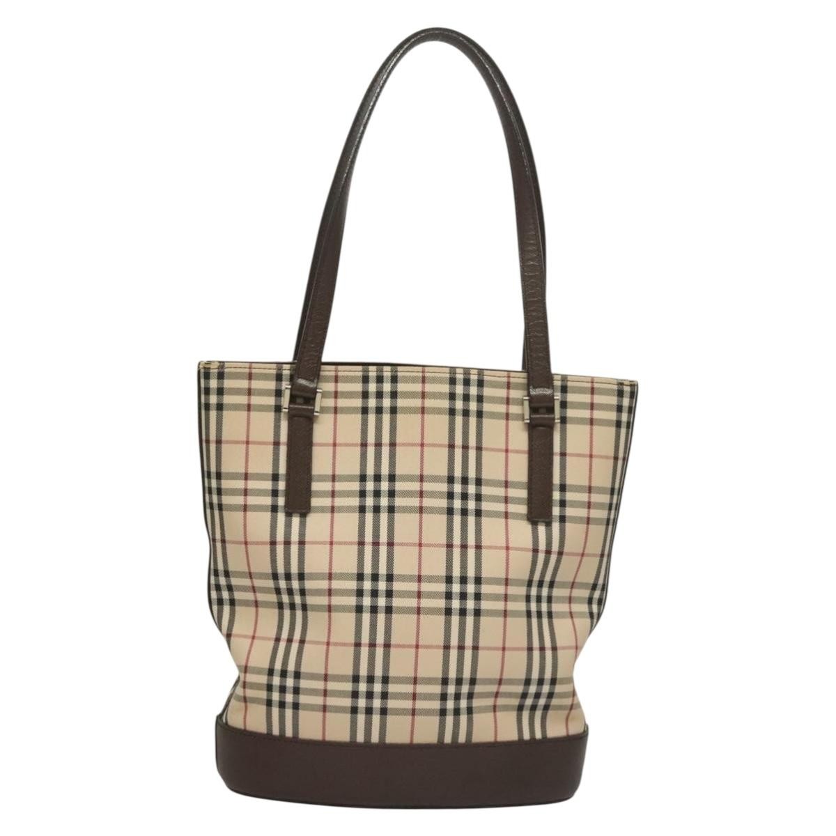 Burberry Nova Check Tote Canvas Check Pattern Beige Canvas Tote Bag Bag (Authentic Pre-Loved)
