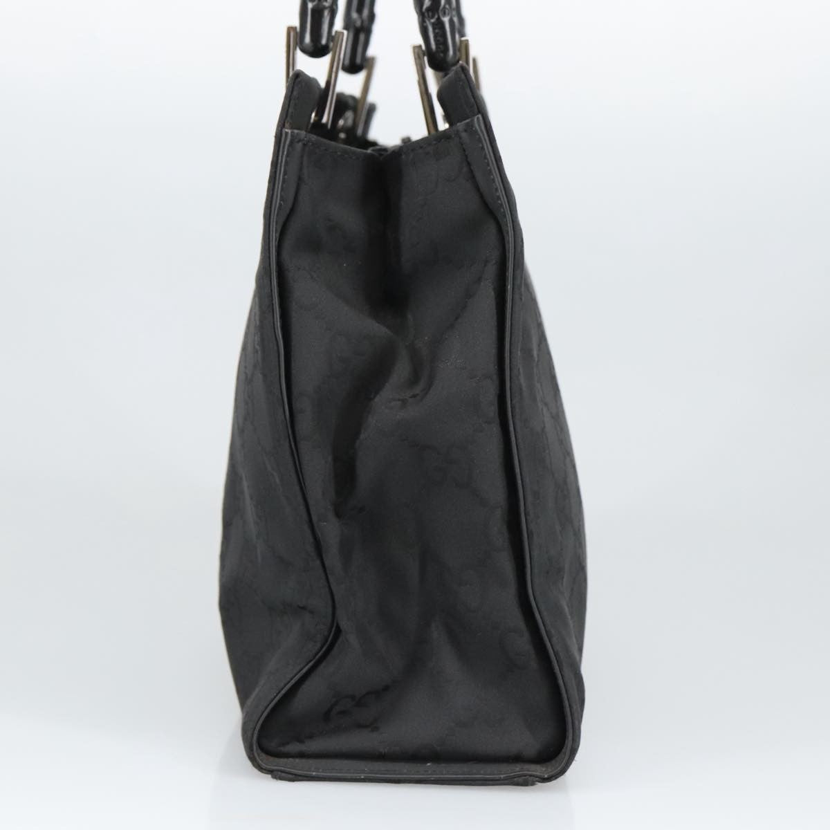 Gucci Vintage Bamboo Handle Tote Gg Nylon Black Nylon Tote Bag Bag (Pre-Loved)