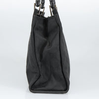 Gucci Vintage Bamboo Handle Tote Gg Nylon Black Nylon Tote Bag Bag (Pre-Loved)