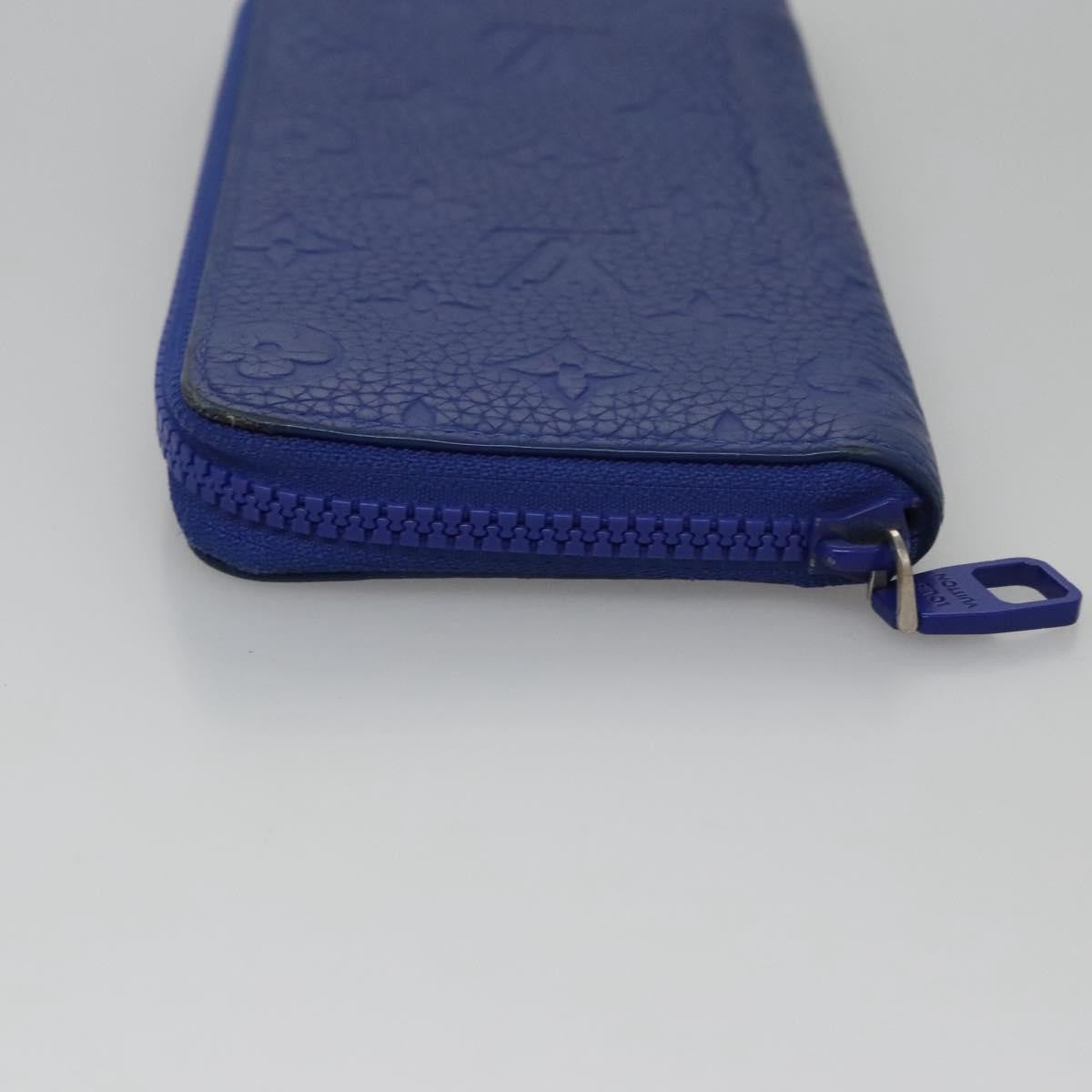 Louis Vuitton Zippy Wallet Nm Taurillon Leather Blue Canvas Wallets Accessory (Authentic Pre-Loved)
