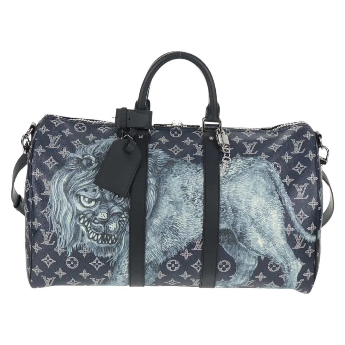 Louis Vuitton Keepall Bandouliere Bag Limited Edition Chapman Savane Monogram Canvas Navy Canvas Travel Bag Bag (Pre-Loved)
