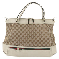 Gucci Mayfair Convertible Tote Gg Canvas Beige Canvas Tote Bag Bag (Authentic Pre-Loved)