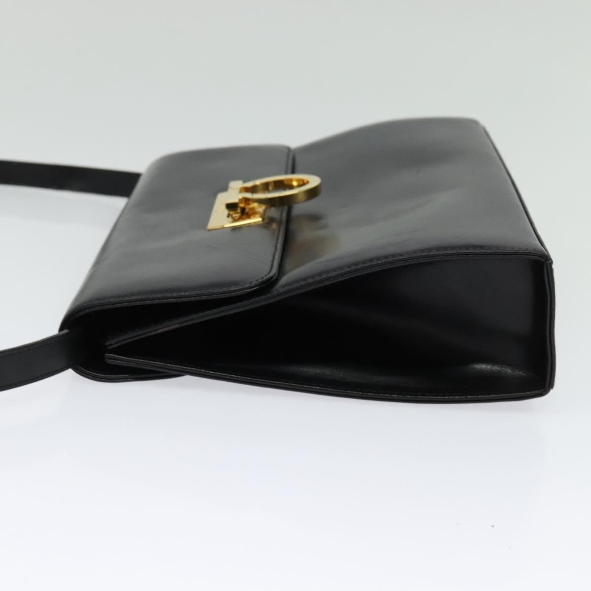 Salvatore Ferragamo Gancini Shoulder Bag Leather Black Leather Shoulder Bag Bag (Authentic Pre-Loved)