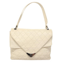 Chanel Chanel Padded Envelope Flap Bag Quilted Aged Calfskin White Leather Shoulder Bag Bag (Pre-Loved)