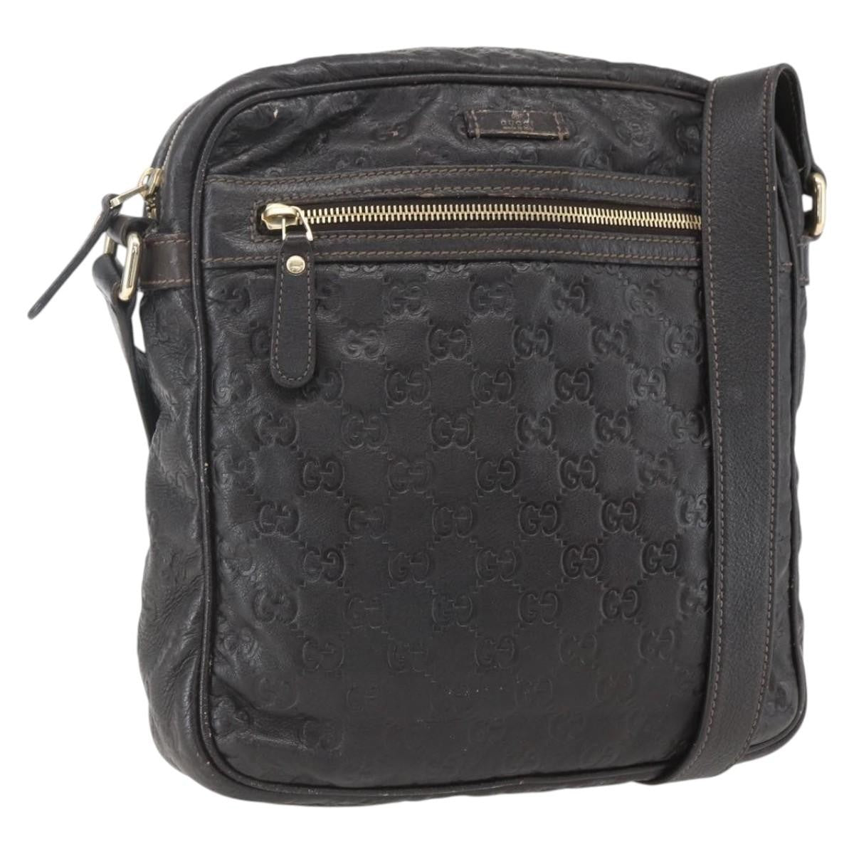 Gucci Front Zip Messenger Guccissima Leather Brown Leather Shoulder Bag Bag (Authentic Pre-Loved)