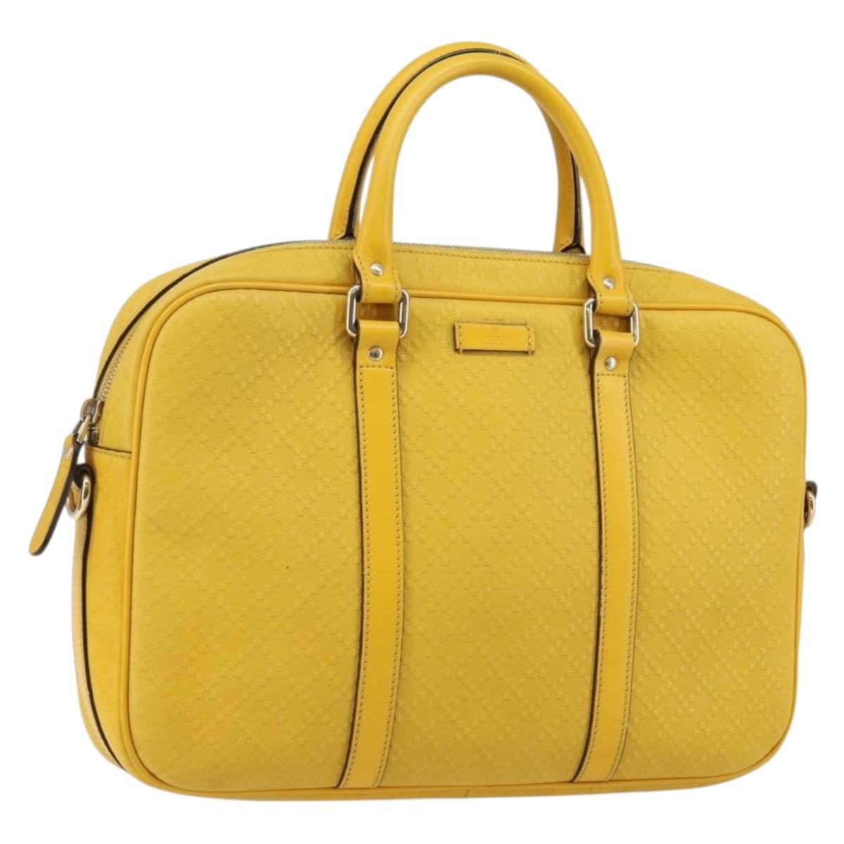Gucci Diamante Bright Briefcase Leather Yellow Leather Bag (Pre-Loved)
