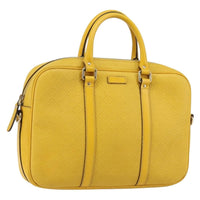 Gucci Diamante Bright Briefcase Leather Yellow Leather Bag (Pre-Loved)