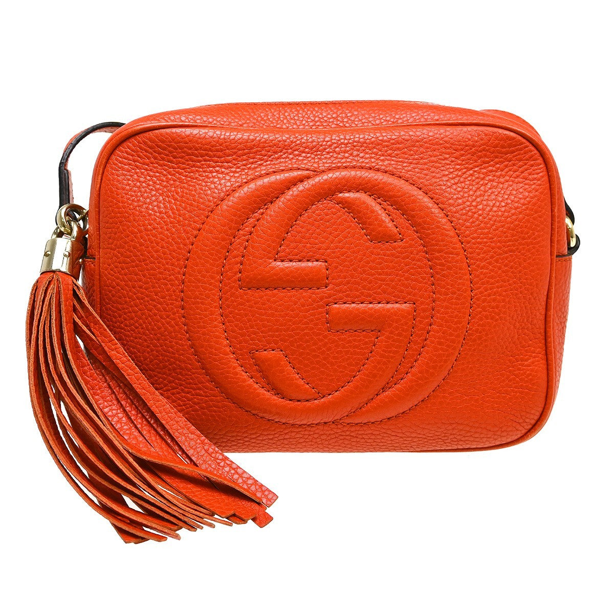 Gucci Soho Chain Crossbody Bag Leather Orange Leather Shoulder Bag Bag (Pre-Loved)