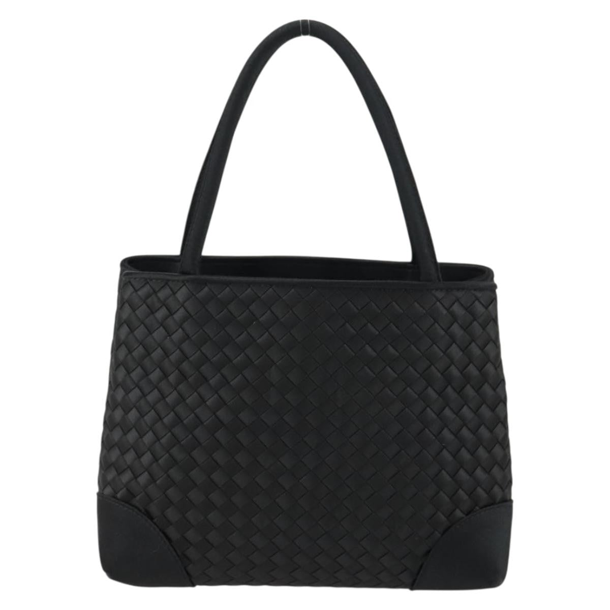 Bottega Veneta Intrecciato Handbag Satin Black Satin Handbag (Authentic Pre-Loved)