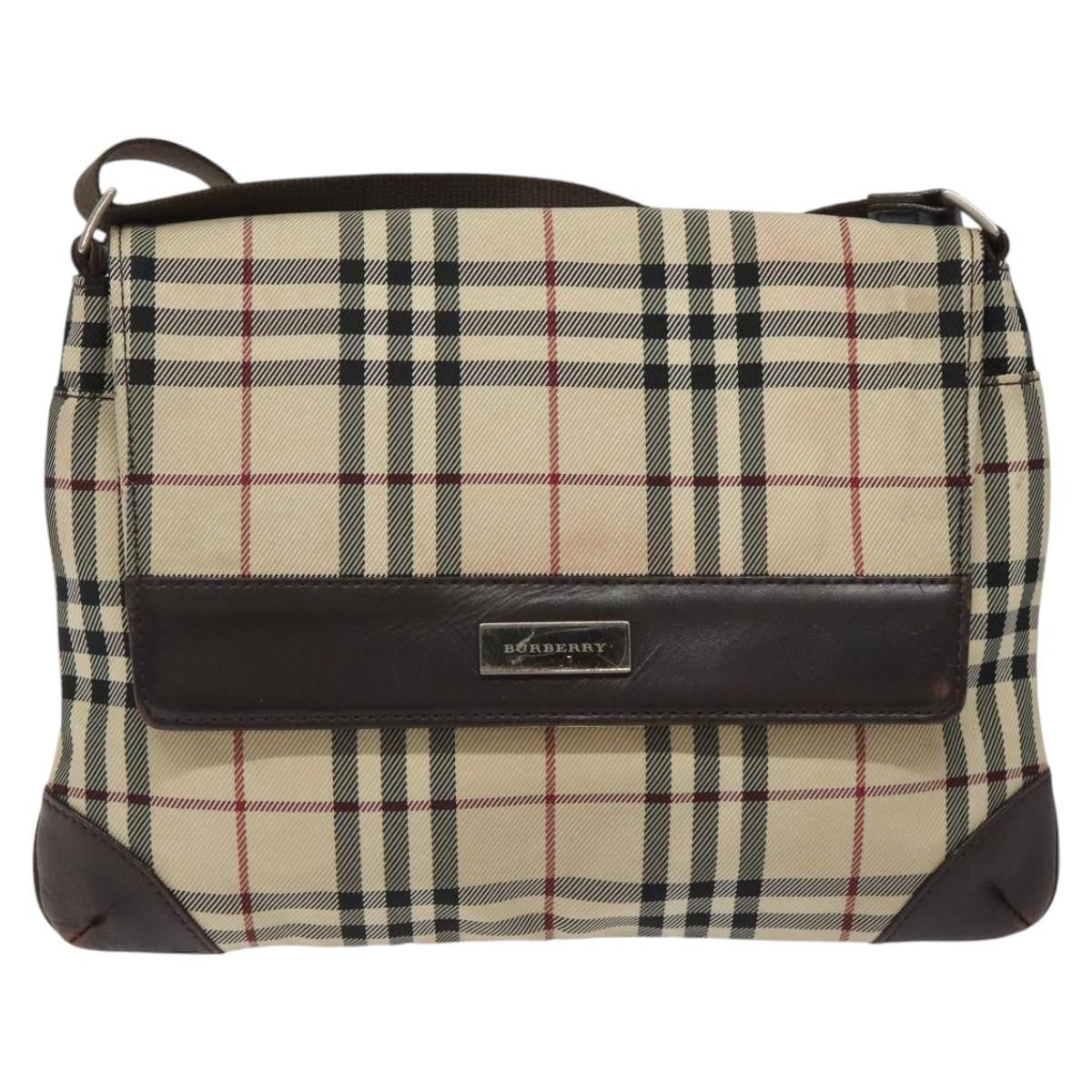 Burberry Nova Check Shoulder Bag Canvas And Leather Beige Canvas Shoulder Bag Bag (Pre-Loved)