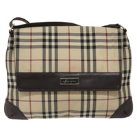 Burberry Nova Check Shoulder Bag Canvas And Leather Beige Canvas Shoulder Bag Bag (Pre-Loved)