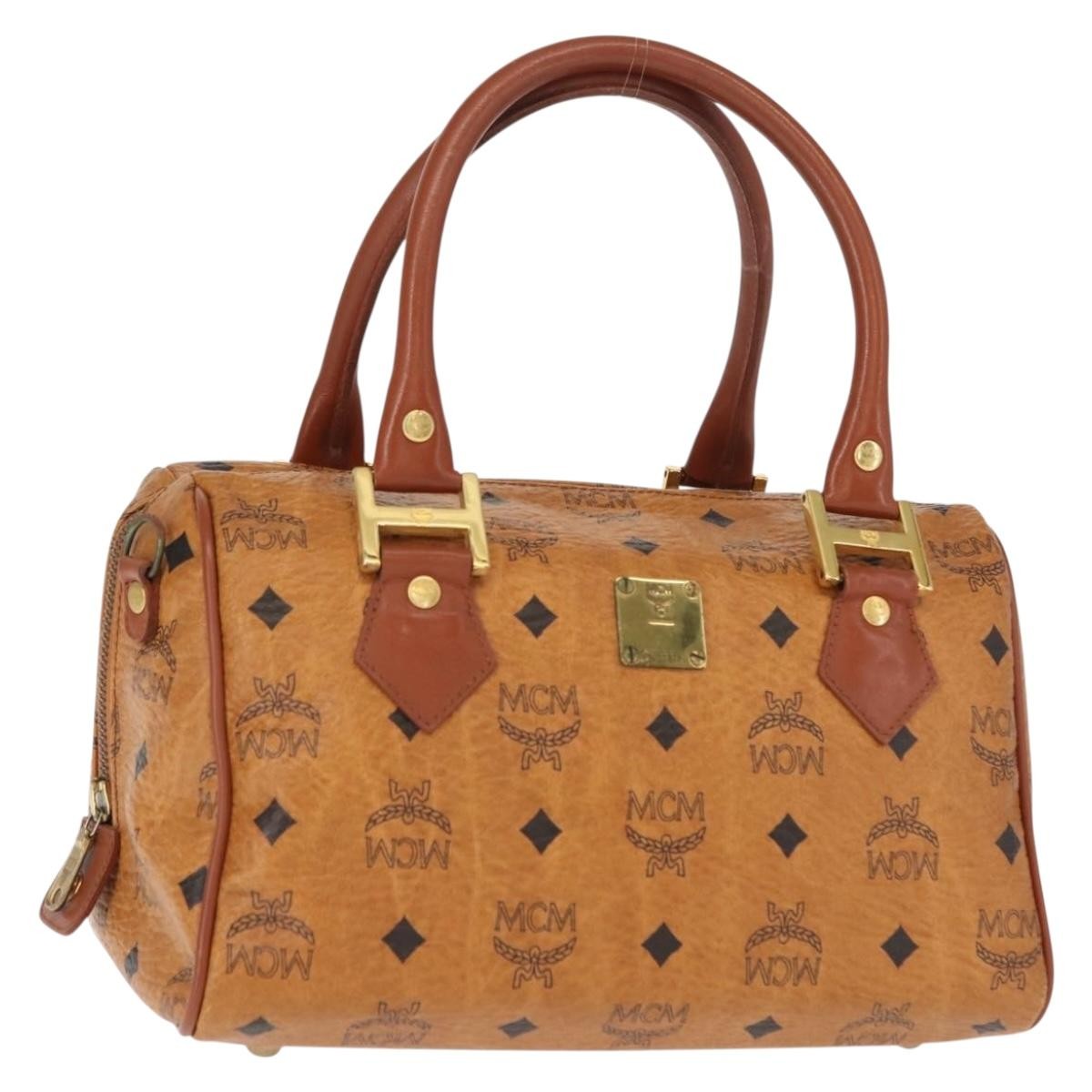 MCM Visetos Logogramme Handbag Canvas And Leather Brown Pvc Handbag (Authentic Pre-Loved)