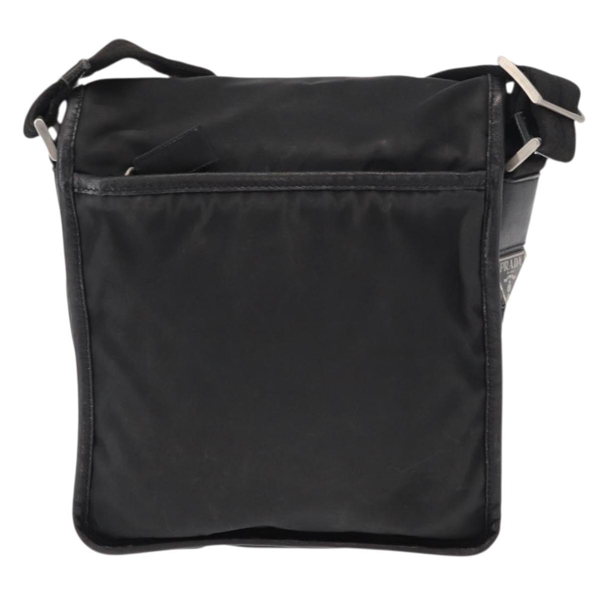 Prada Logo Flap Messenger Bag Tessuto Black Nylon Shoulder Bag Bag (Authentic Pre-Loved)