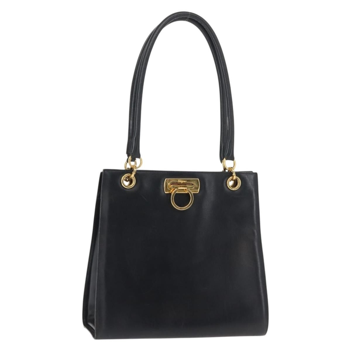Salvatore Ferragamo Gancini Shoulder Bag Leather Navy Leather Shoulder Bag Bag (Authentic Pre-Loved)
