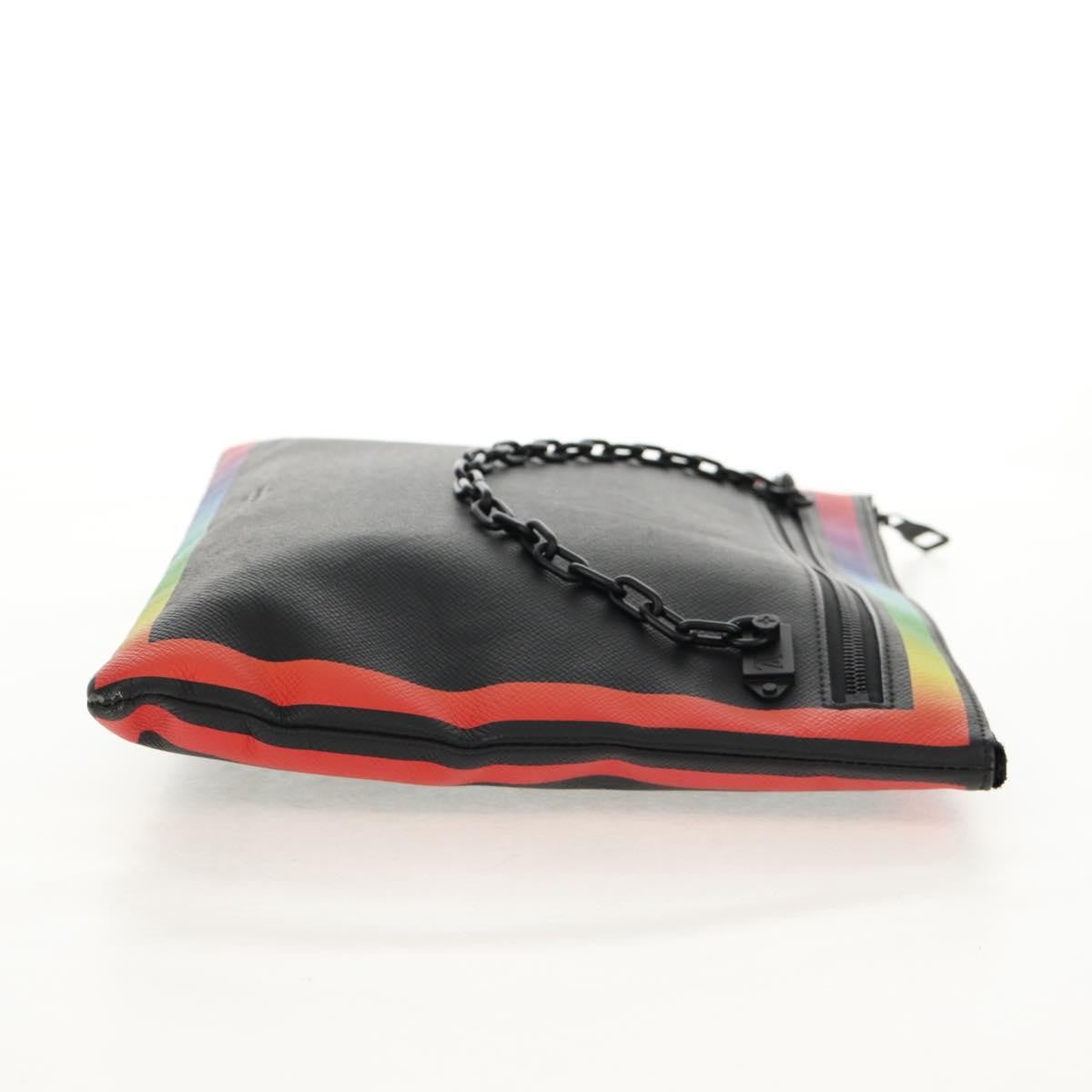 Louis Vuitton Pochette A4 Rainbow Taiga Leather Black Leather Clutche & Pouche Bag (Authentic Pre-Loved)