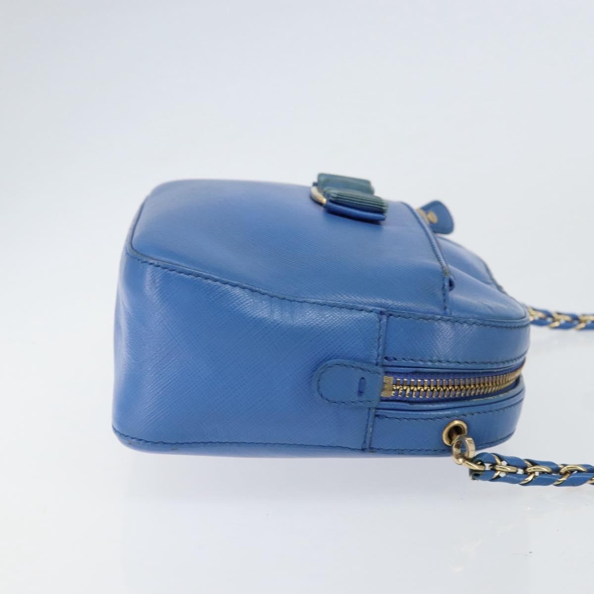Salvatore Ferragamo Vala Chain Shoulder Bag Leather Blue Leather Shoulder Bag Bag (Authentic Pre-Loved)