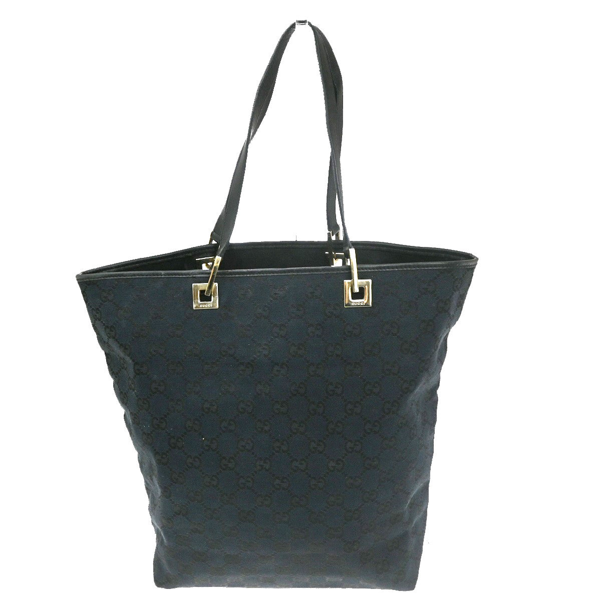 Gucci Vintage Bucket Shopping Tote Gg Canvas Black Canvas Tote Bag Bag (Authentic Pre-Loved)
