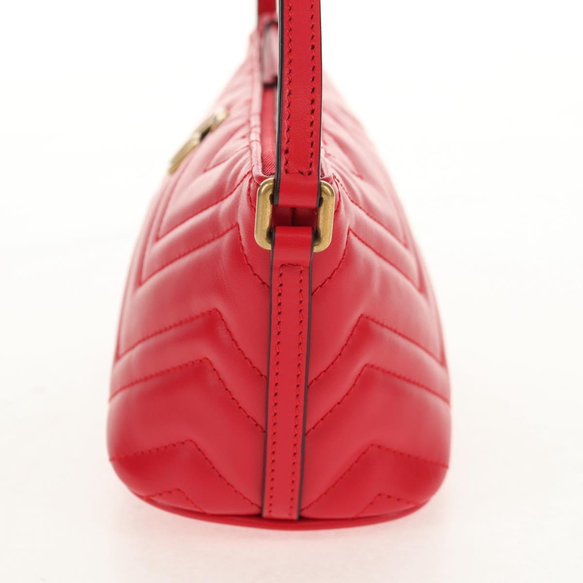 Gucci Gg Marmont Pochette Shoulder Bag Matelasse Leather Red Leather Clutche & Pouche Bag (Pre-Loved)