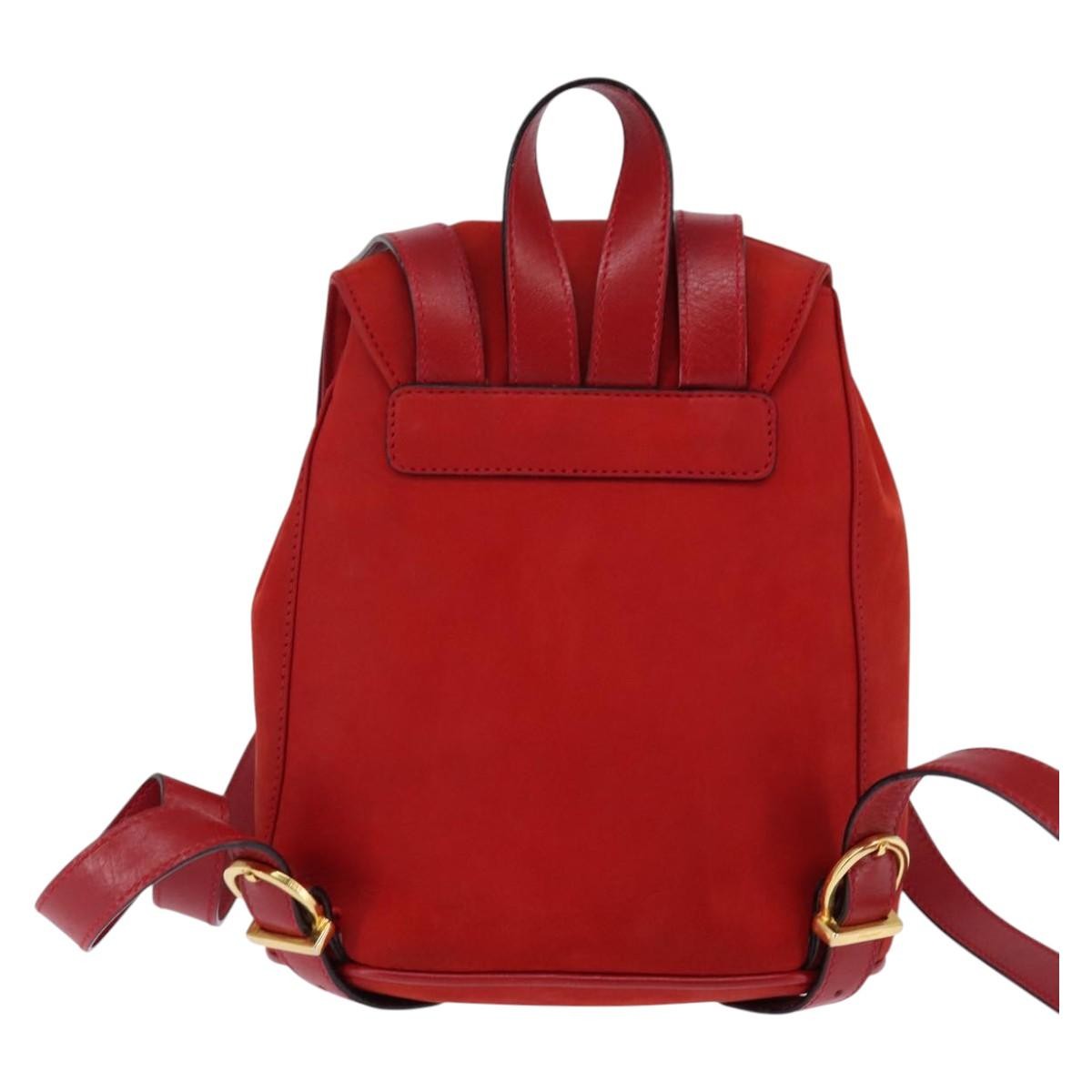 Salvatore Ferragamo Gancini Flap Drawstring Backpack Leather Red Leather Backpack Bag (Authentic Pre-Loved)
