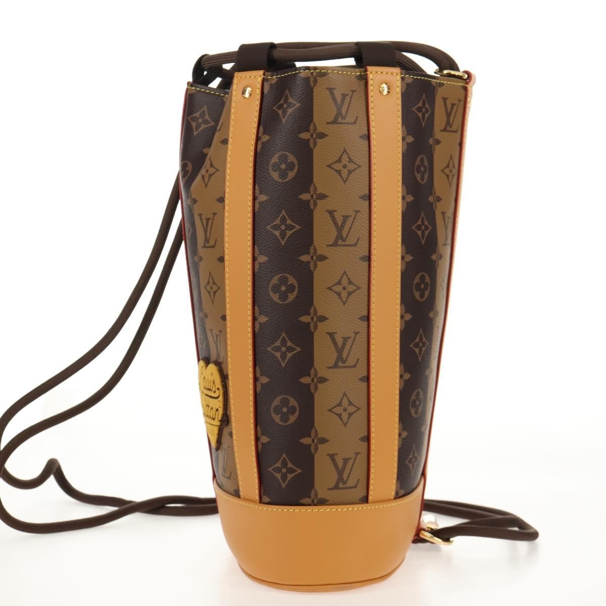 Louis Vuitton Nigo Randonnee Backpack Limited Edition Stripes Monogram Canvas Brown Canvas Shoulder Bag Bag (Authentic Pre-Loved)