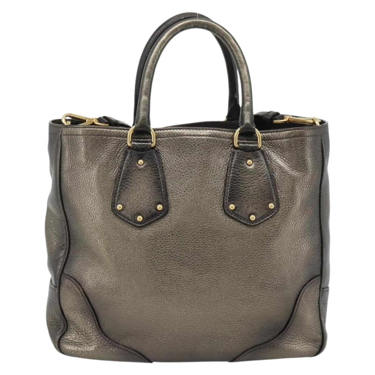 Prada Braided Handle Open Tote Vitello Daino Gold Leather Tote Bag Bag (Authentic Pre-Loved)