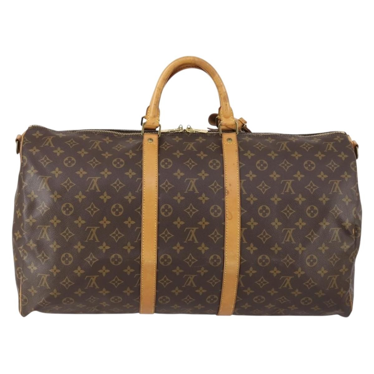 Louis Vuitton Keepall Bandouliere Bag Monogram Canvas Brown Canvas Travel Bag Bag (Pre-Loved)