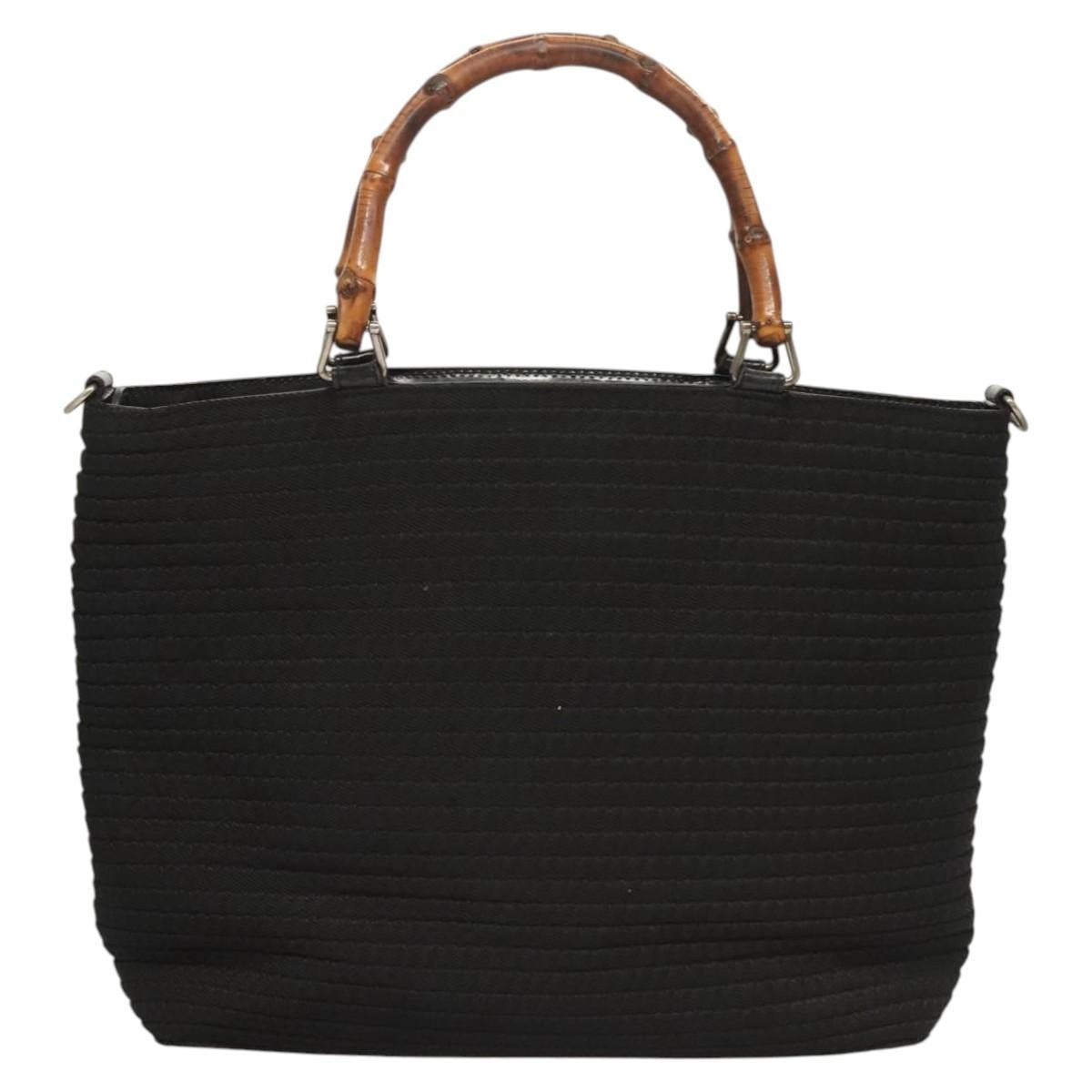Gucci Bamboo Tote Bag Canvas Black Canvas Tote Bag Bag (Authentic Pre-Loved)